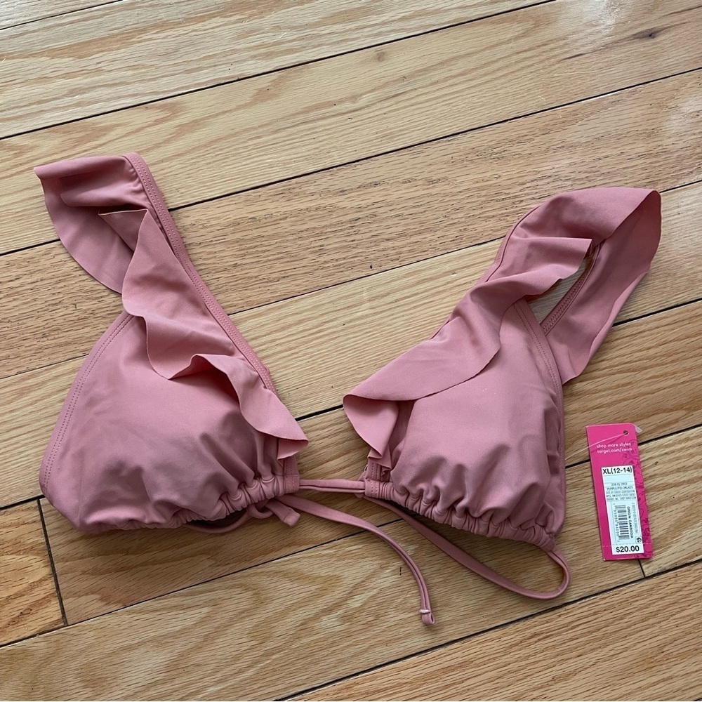 Xhilaration Target Brand New Mauve Pink Ruffle Padded Bikini Top